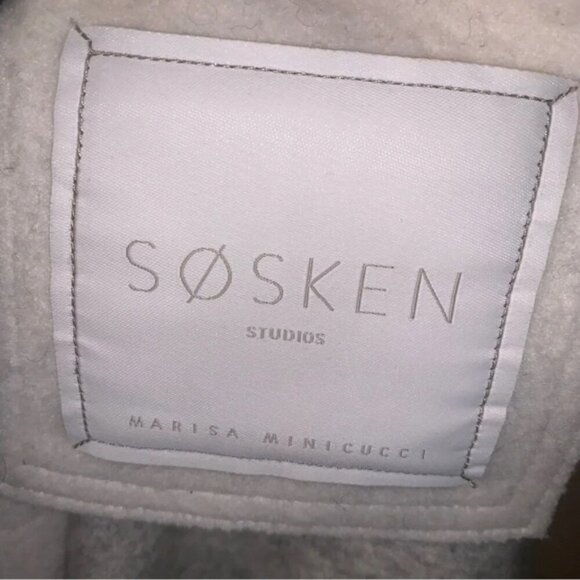 Sosken Cardigan Coat Oversized Open Front Grey Bone Draped XL - Picture 6 of 15